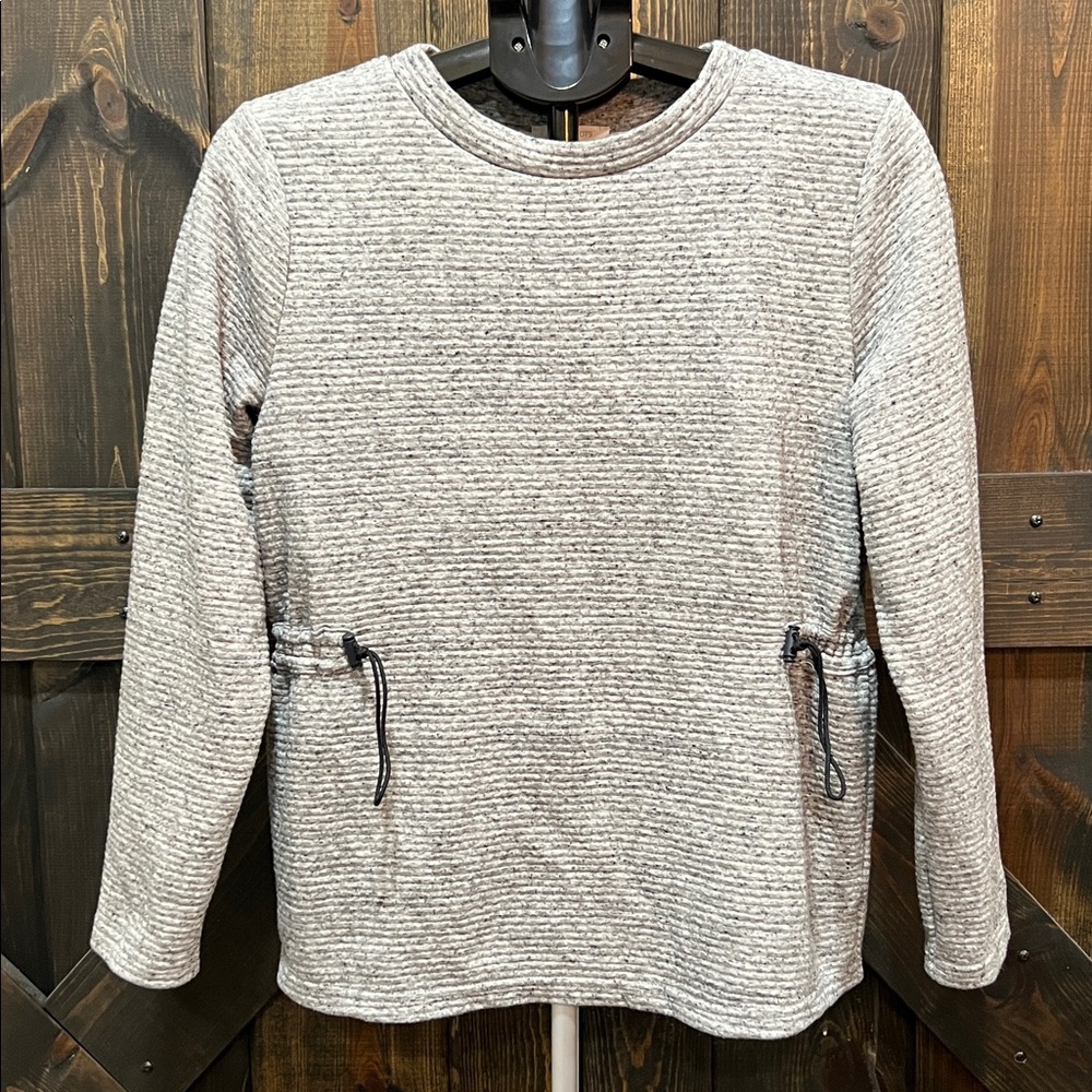 T by Talbots‎ Grey Ribbed Cotton Blend Sweatshirt M Casual Activewear Minimalist